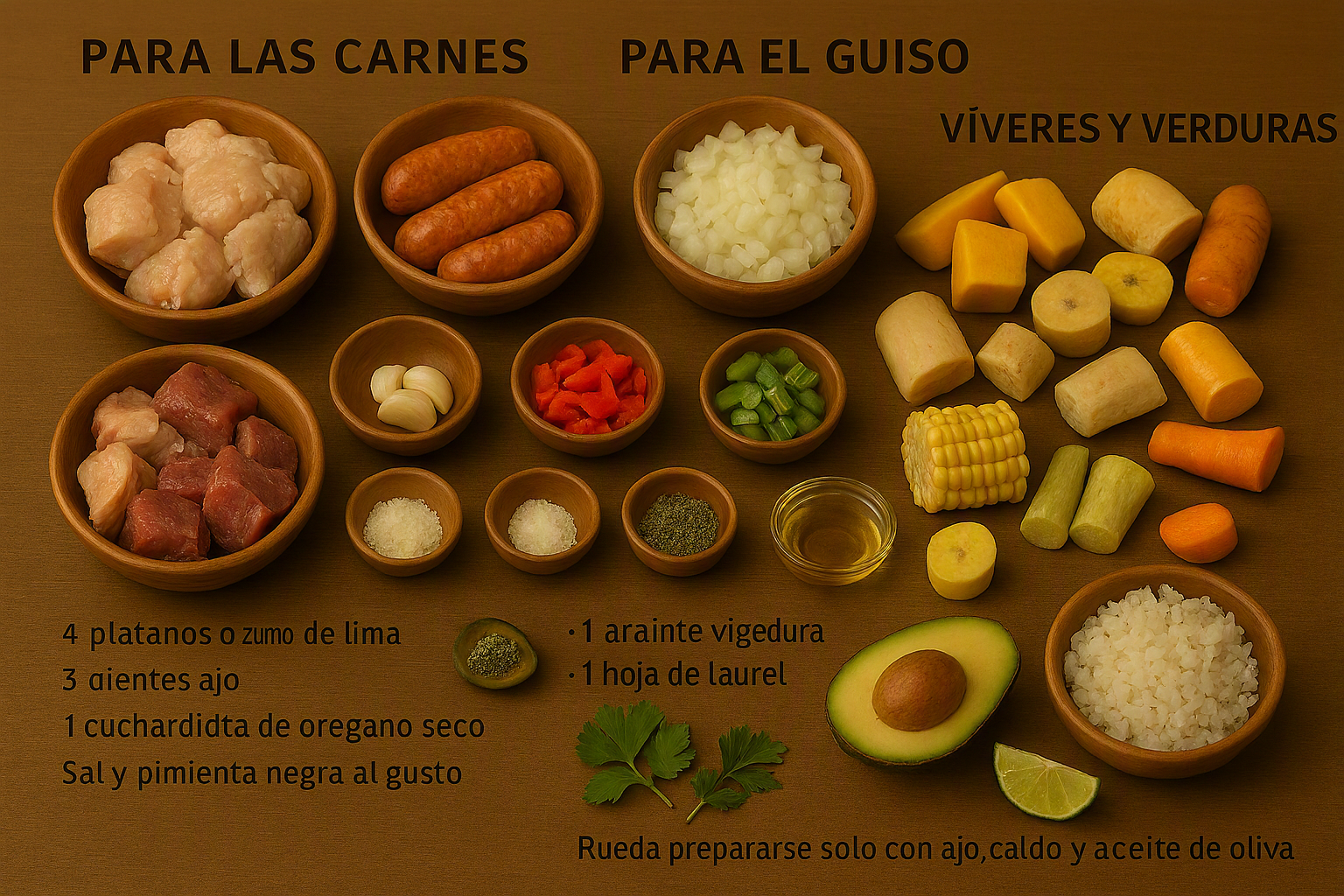 Ingredientes para Sancocho dominicano