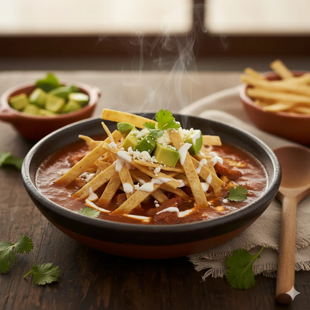 Sopa azteca listo para servir
