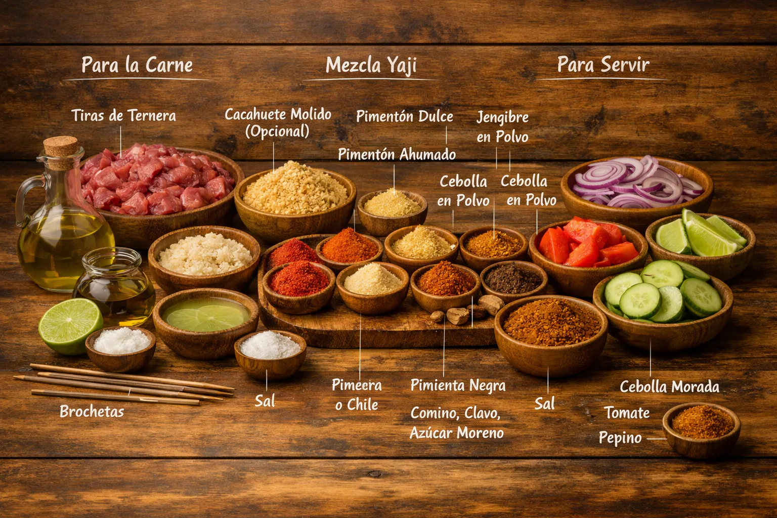 Ingredientes para Suya nigeriano