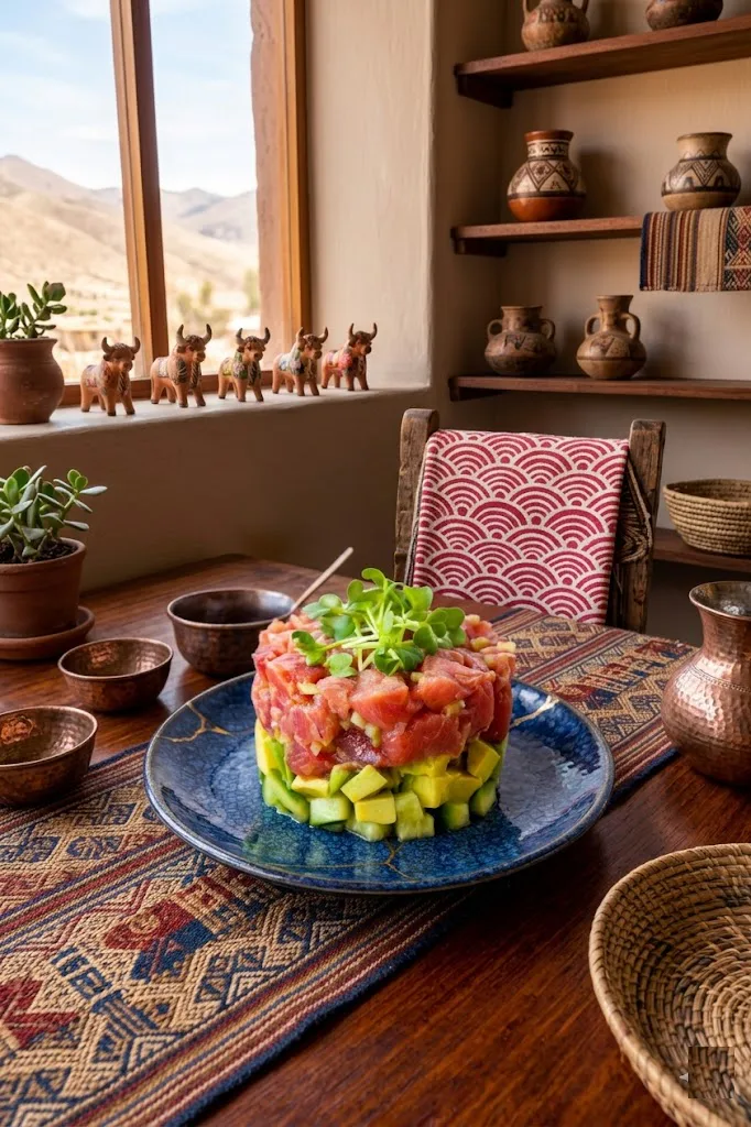 Tartar de atún nikkei listo para servir