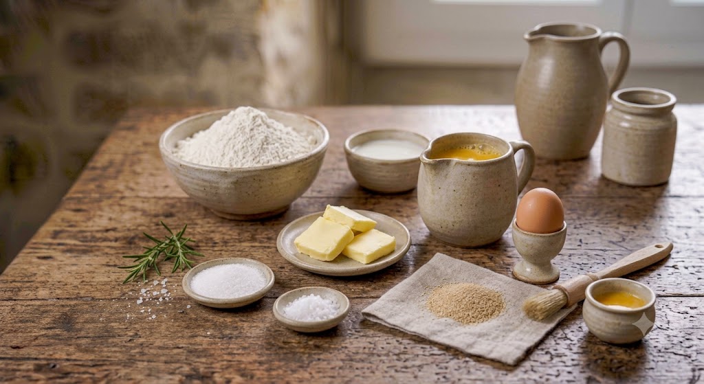 Ingredientes para brioche clásico de mantequilla