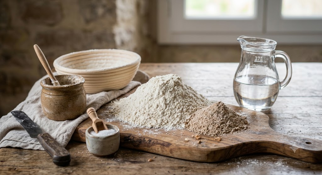 Ingredientes para pan de masa madre natural