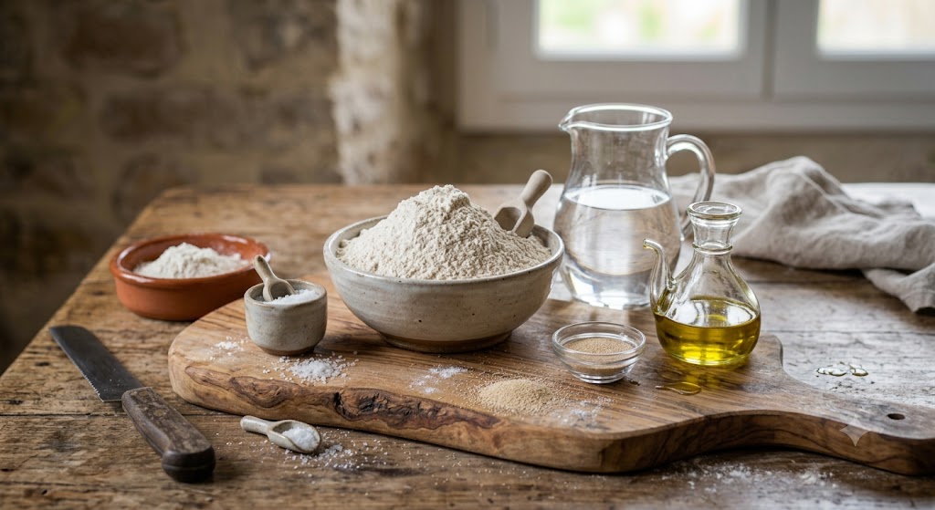 Ingredientes para pan de pita inflado y flexible