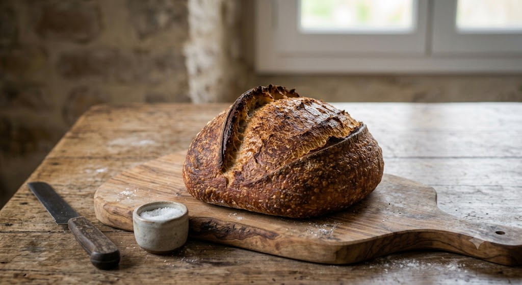 Resultado final de pan de masa madre natural