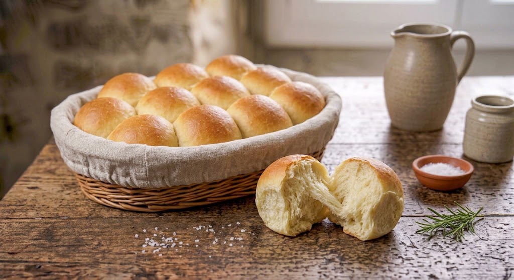 Resultado final de panecillos de leche muy tiernos