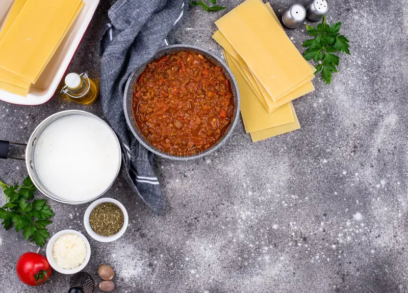 Ingredientes para Lasaña boloñesa con carne y verduras