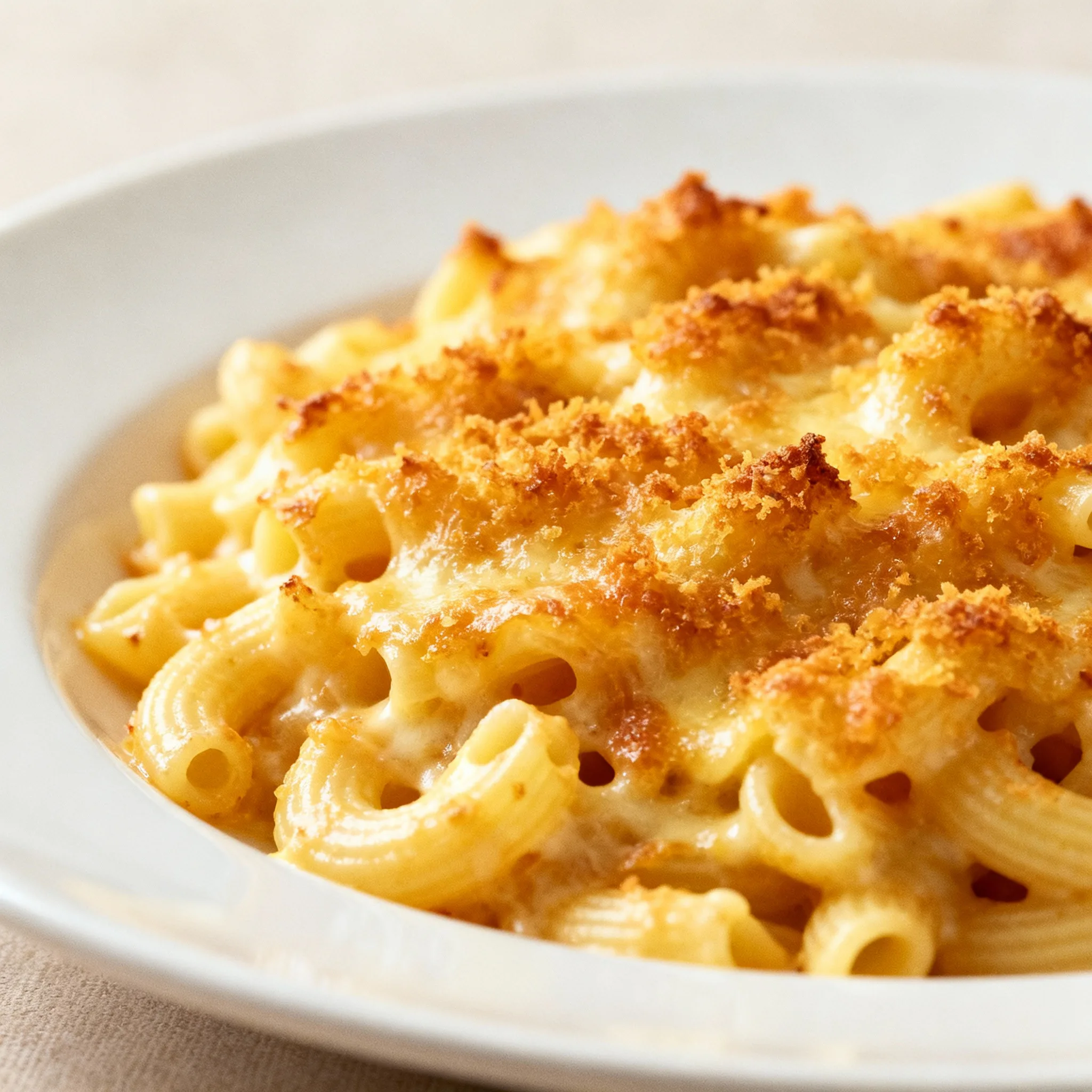 Macarrones gratinados con bechamel y queso