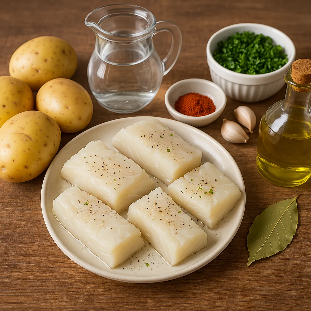 Ingredientes para Bacalao con patatas al horno