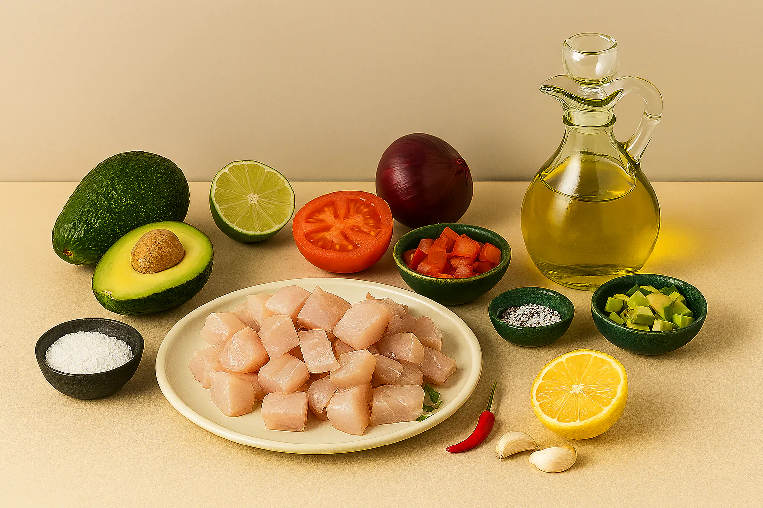 Ingredientes para Ceviche de lubina