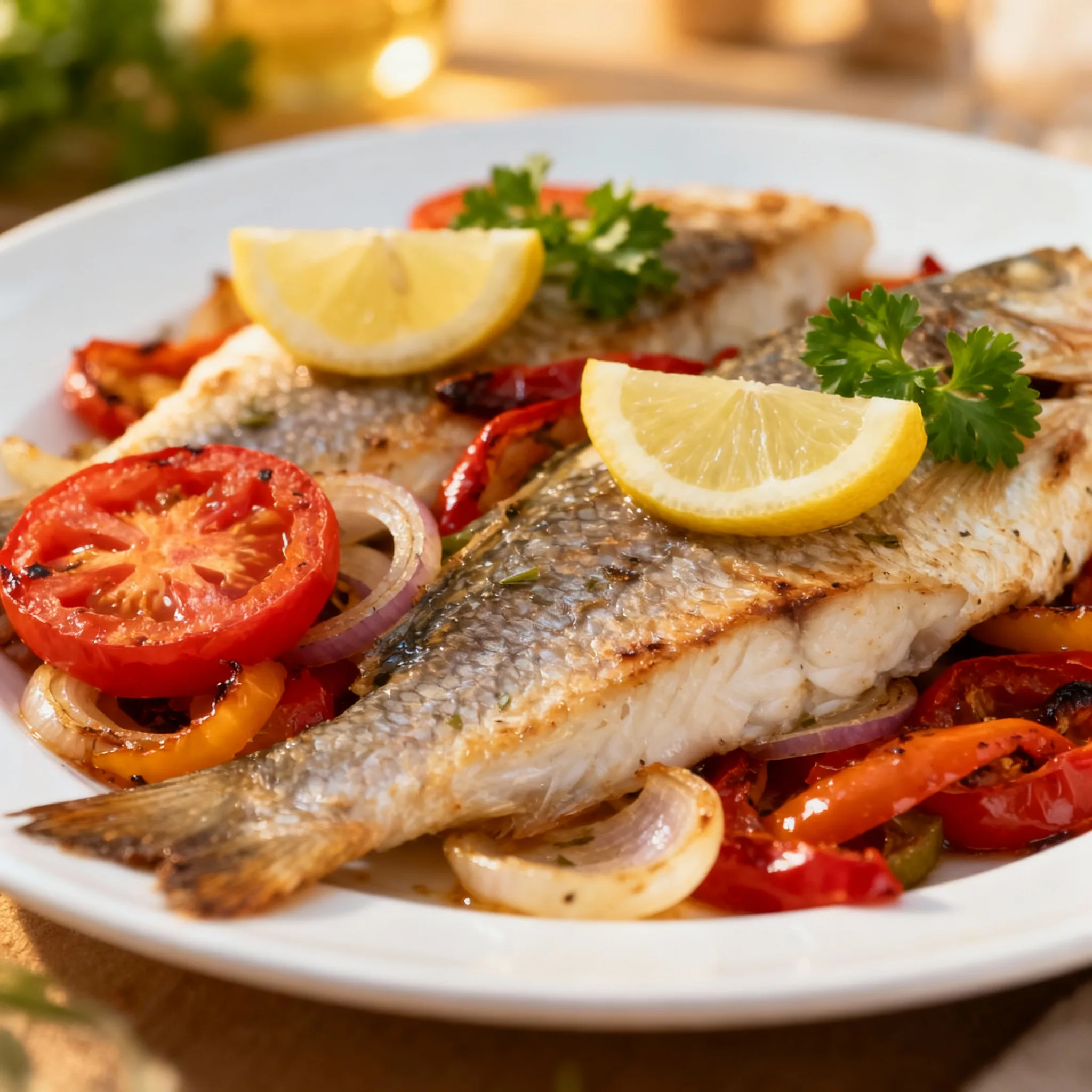 Merluza al horno con verduras