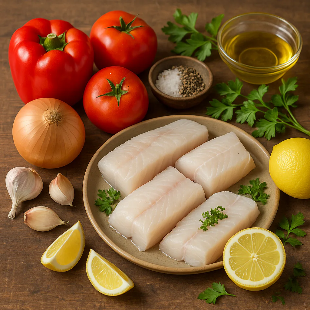 Ingredientes para Merluza al horno con verduras