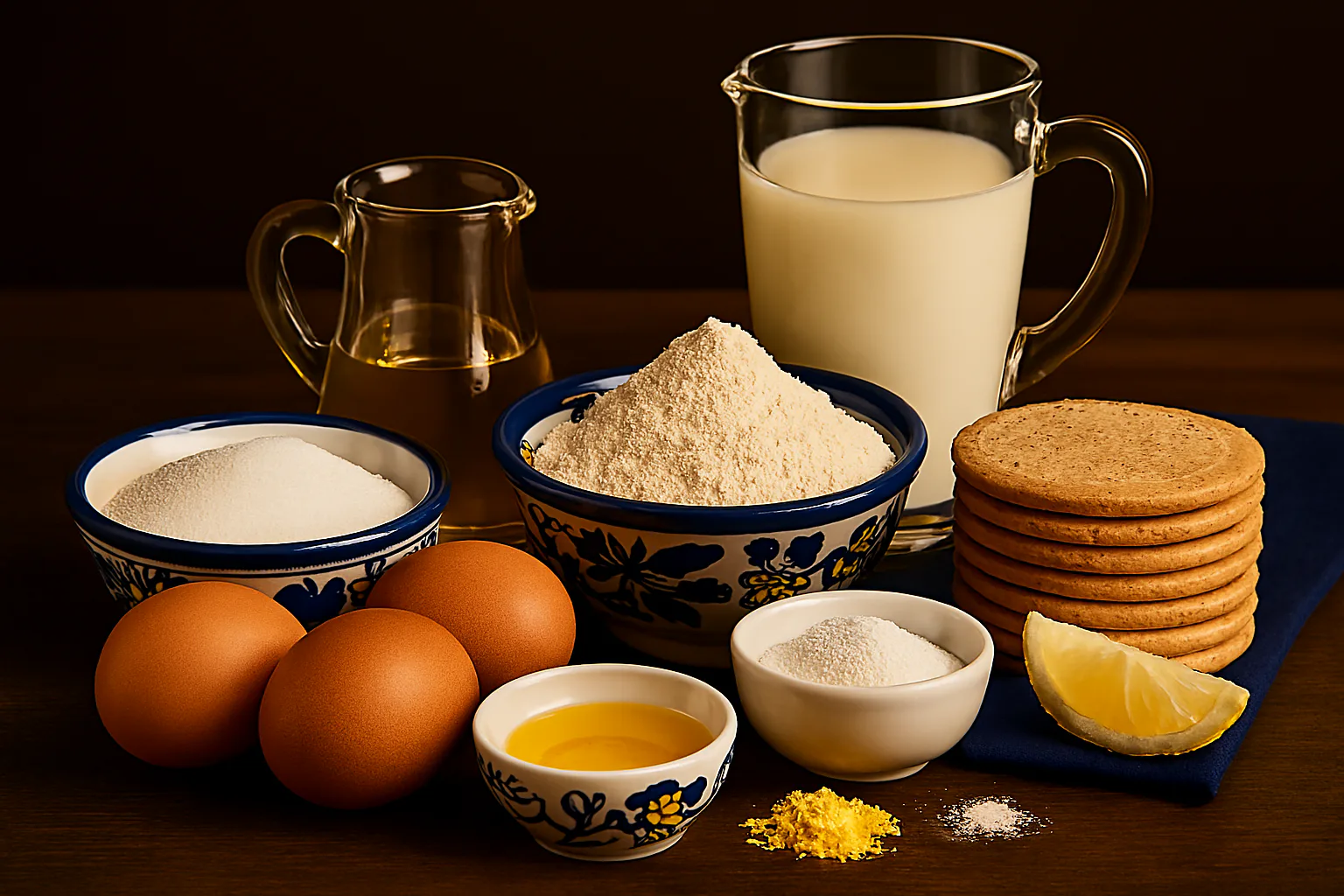 Ingredientes para magdalenas de limón caseras