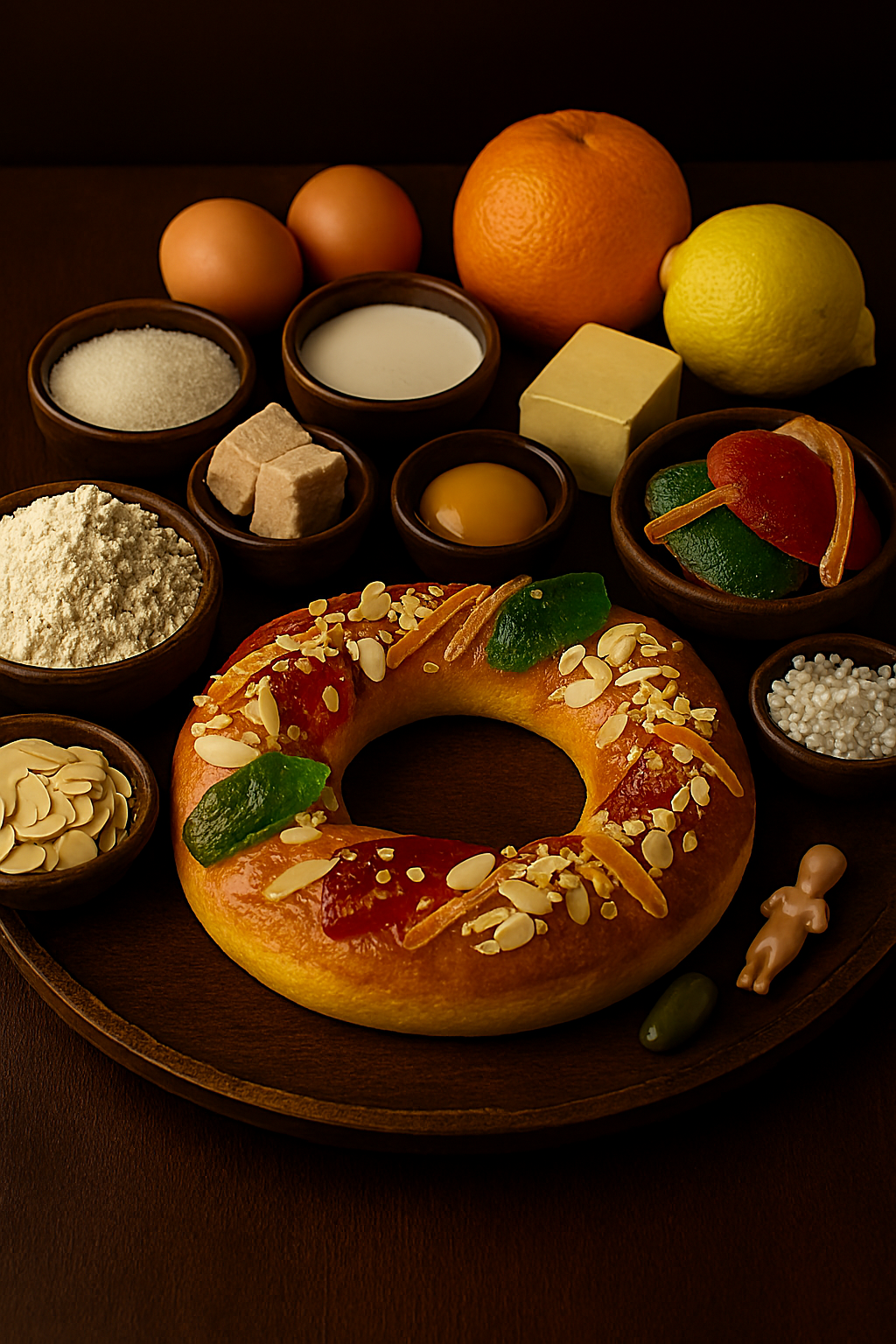 Ingredientes para roscón de reyes tradicional