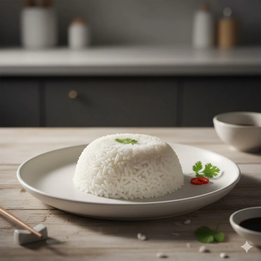 Arroz blanco suelto lista para servir