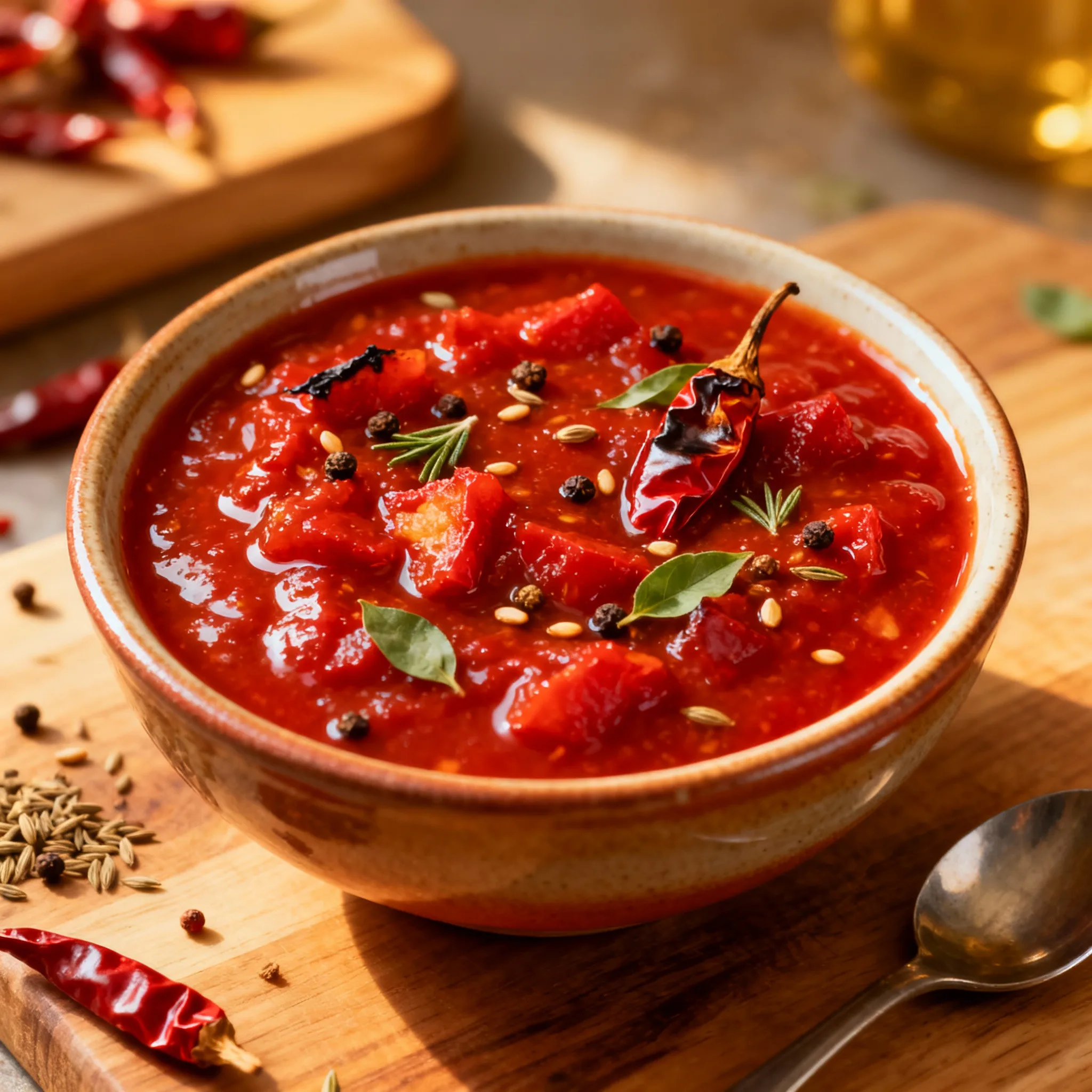 Salsa picante casera cocida