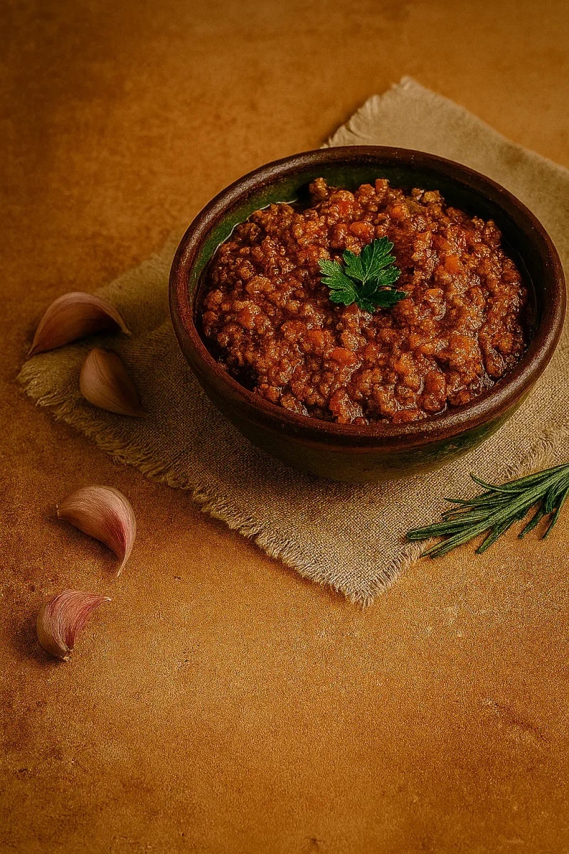 Ragú boloñés casero lista para servir