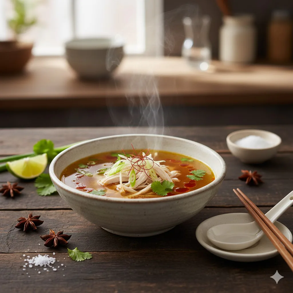 Caldo de ave casero lista para servir