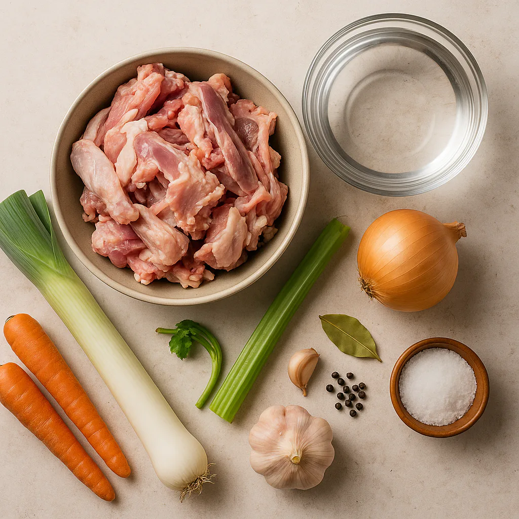 Ingredientes para caldo de ave casero
