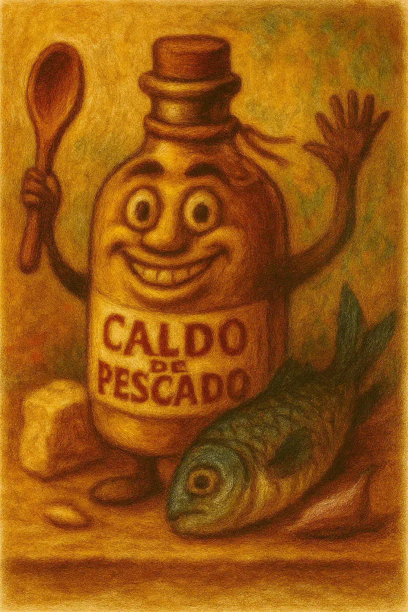 Detalle original de fumet de pescado blanco