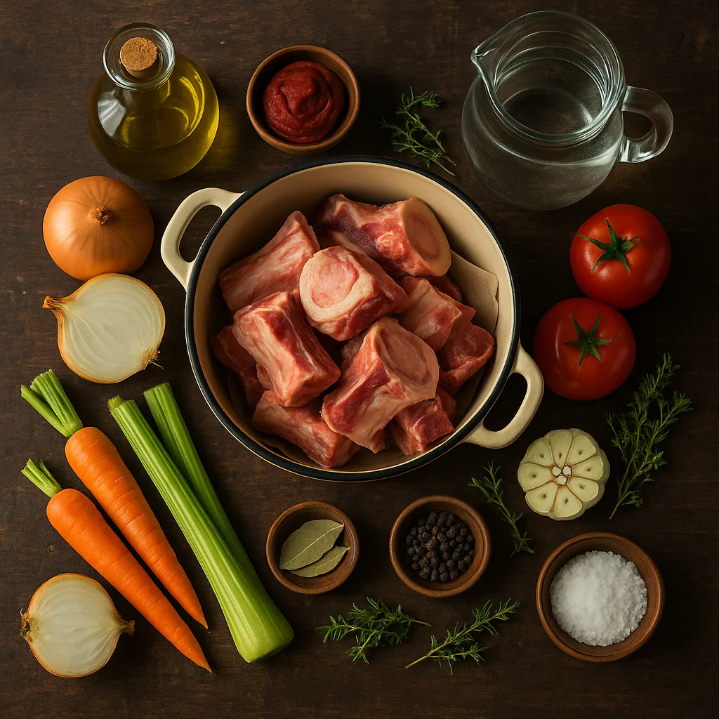Ingredientes para fondo oscuro de carne
