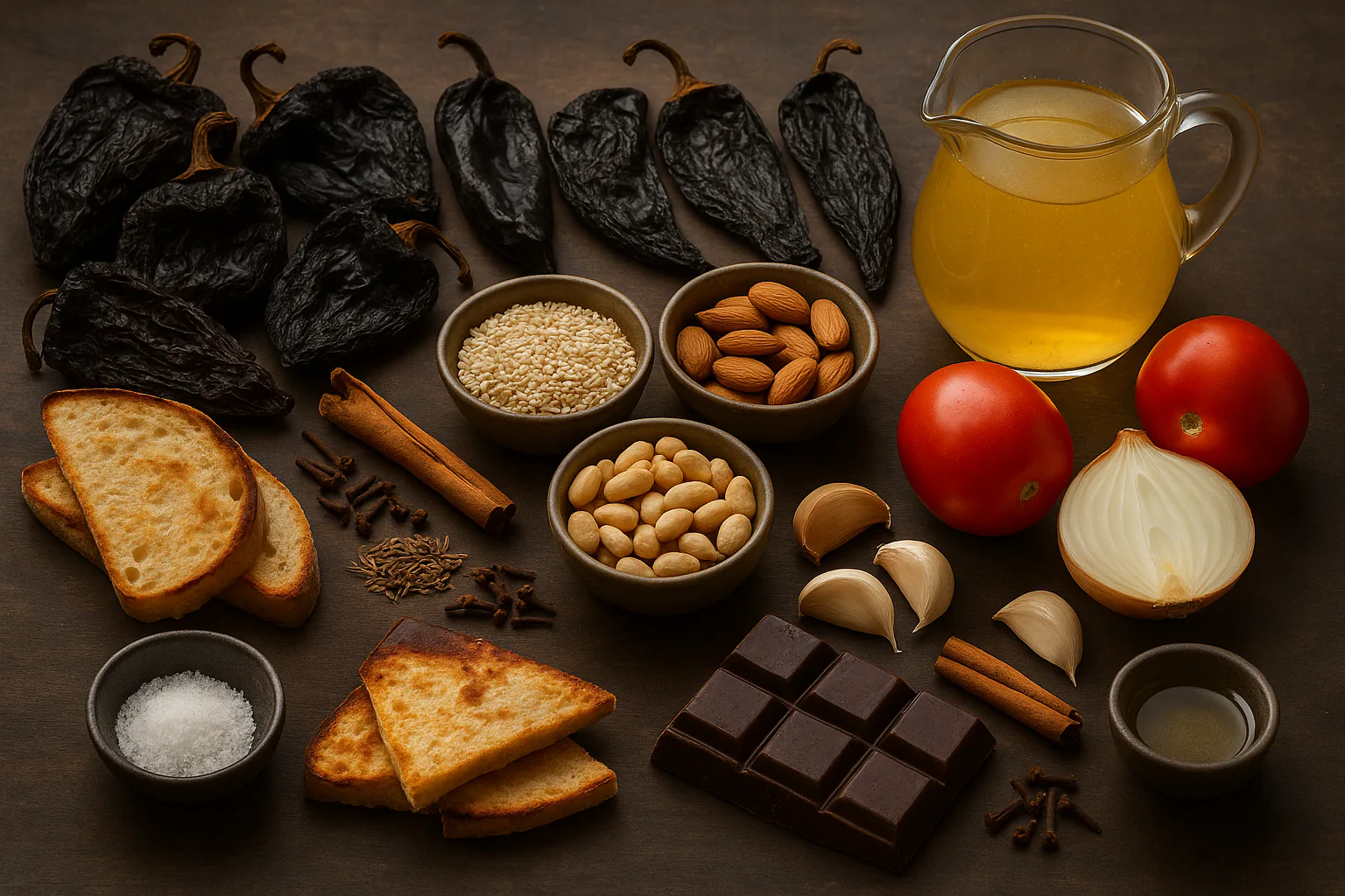 Ingredientes para mole poblano casero