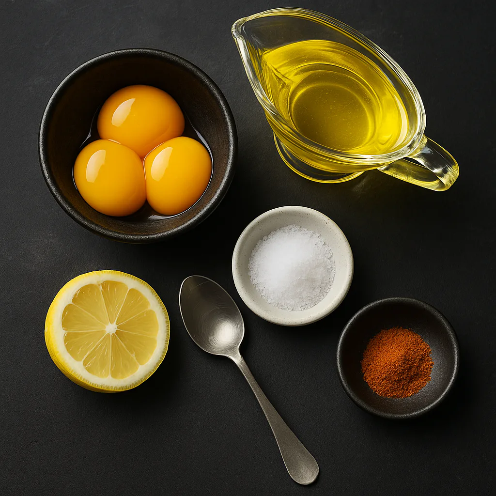 Ingredientes para salsa holandesa clásica