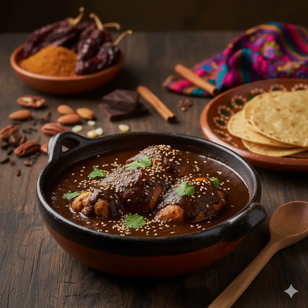 Mole poblano casero lista para servir