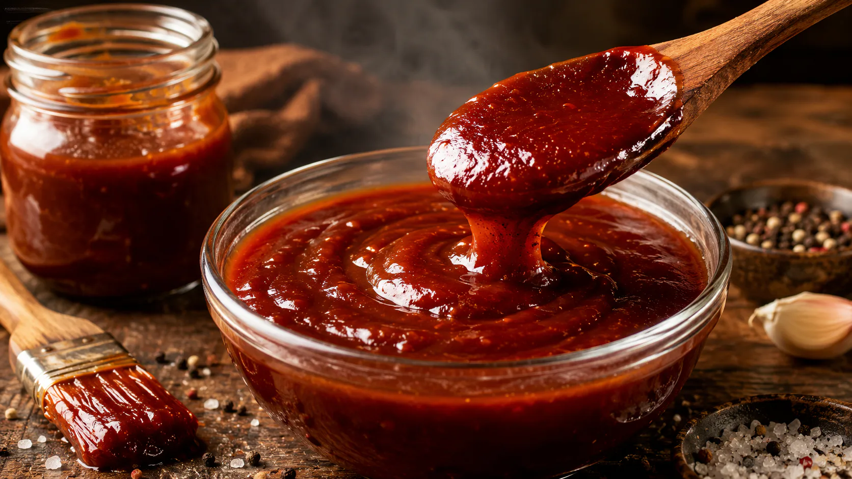 Salsa barbacoa casera lista para servir