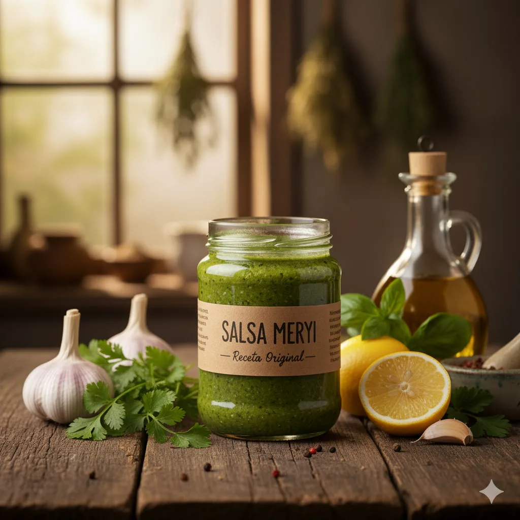 Salsa Mery de ajo y perejil lista para servir