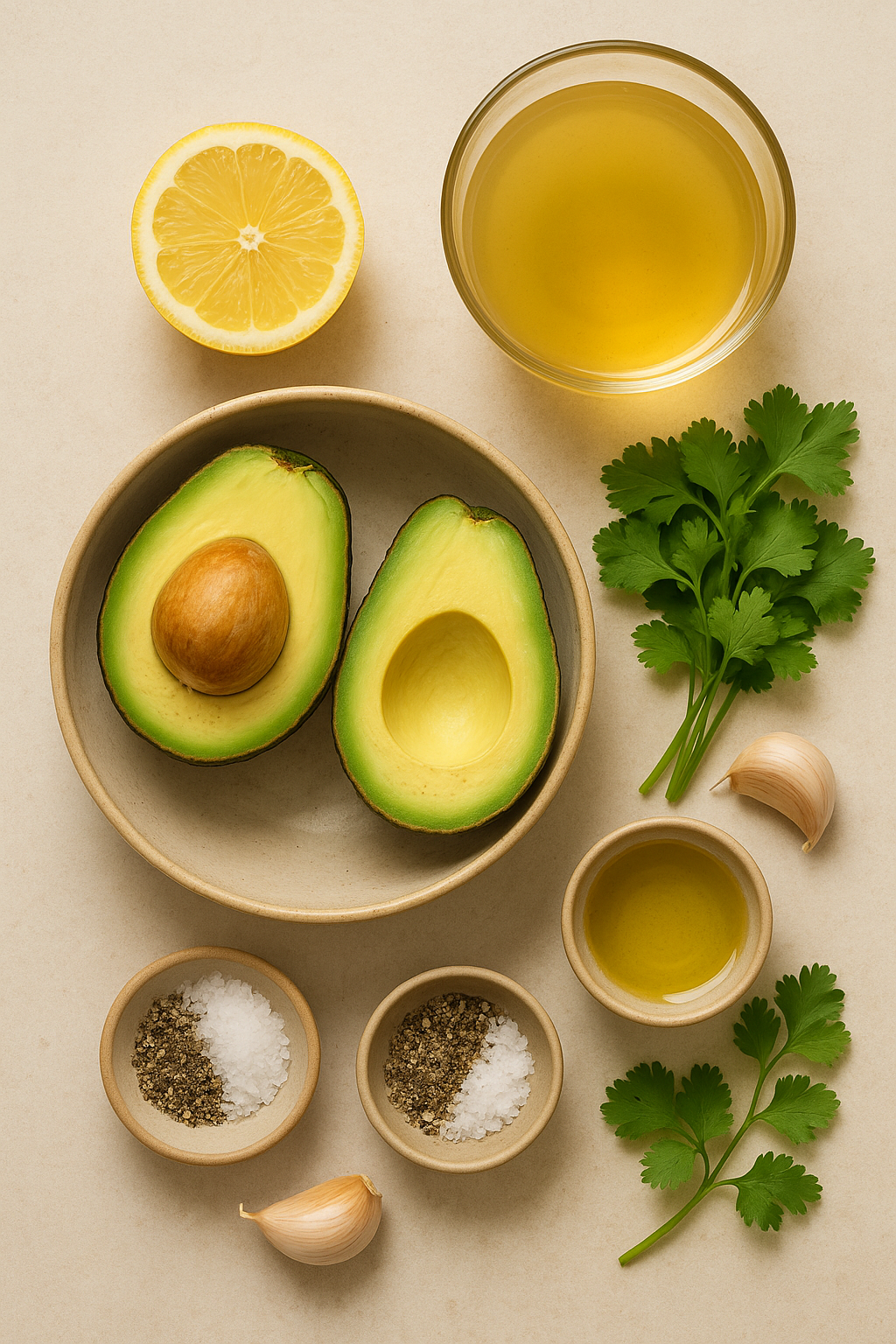 Ingredientes para crema fría de aguacate