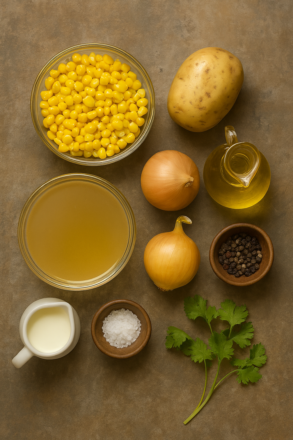 Ingredientes para crema de maíz dulce