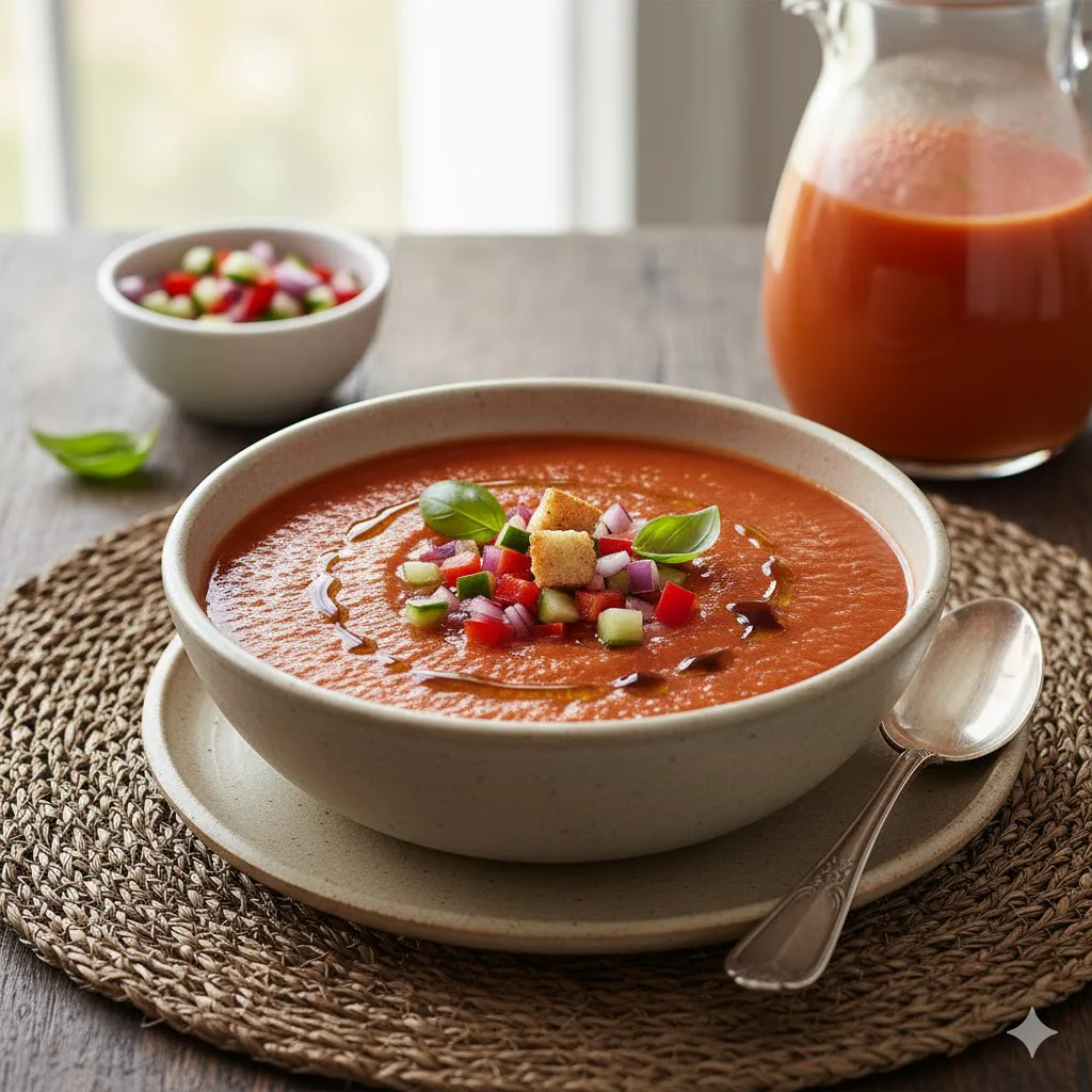 Gazpacho andaluz lista para servir