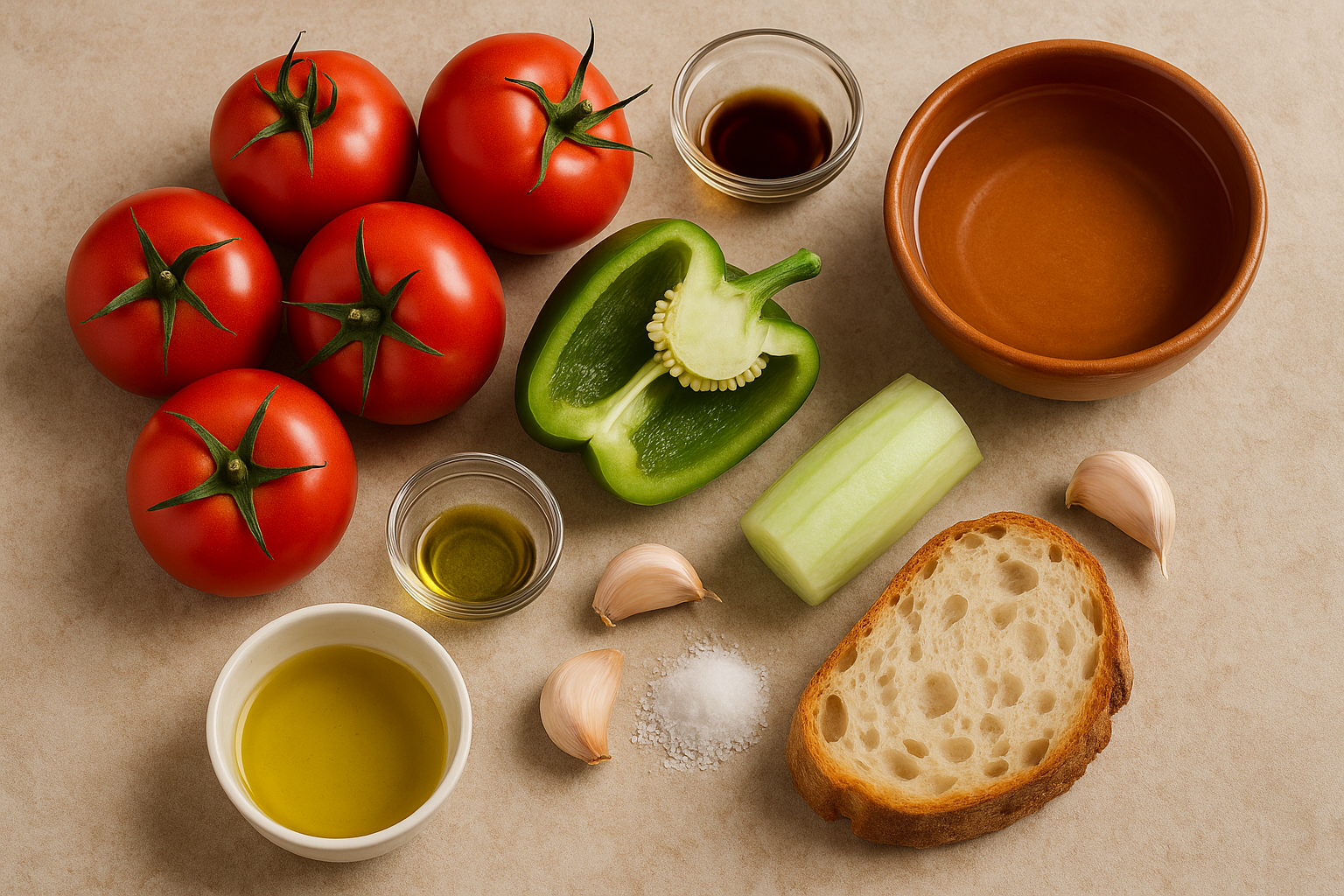 Ingredientes para gazpacho andaluz