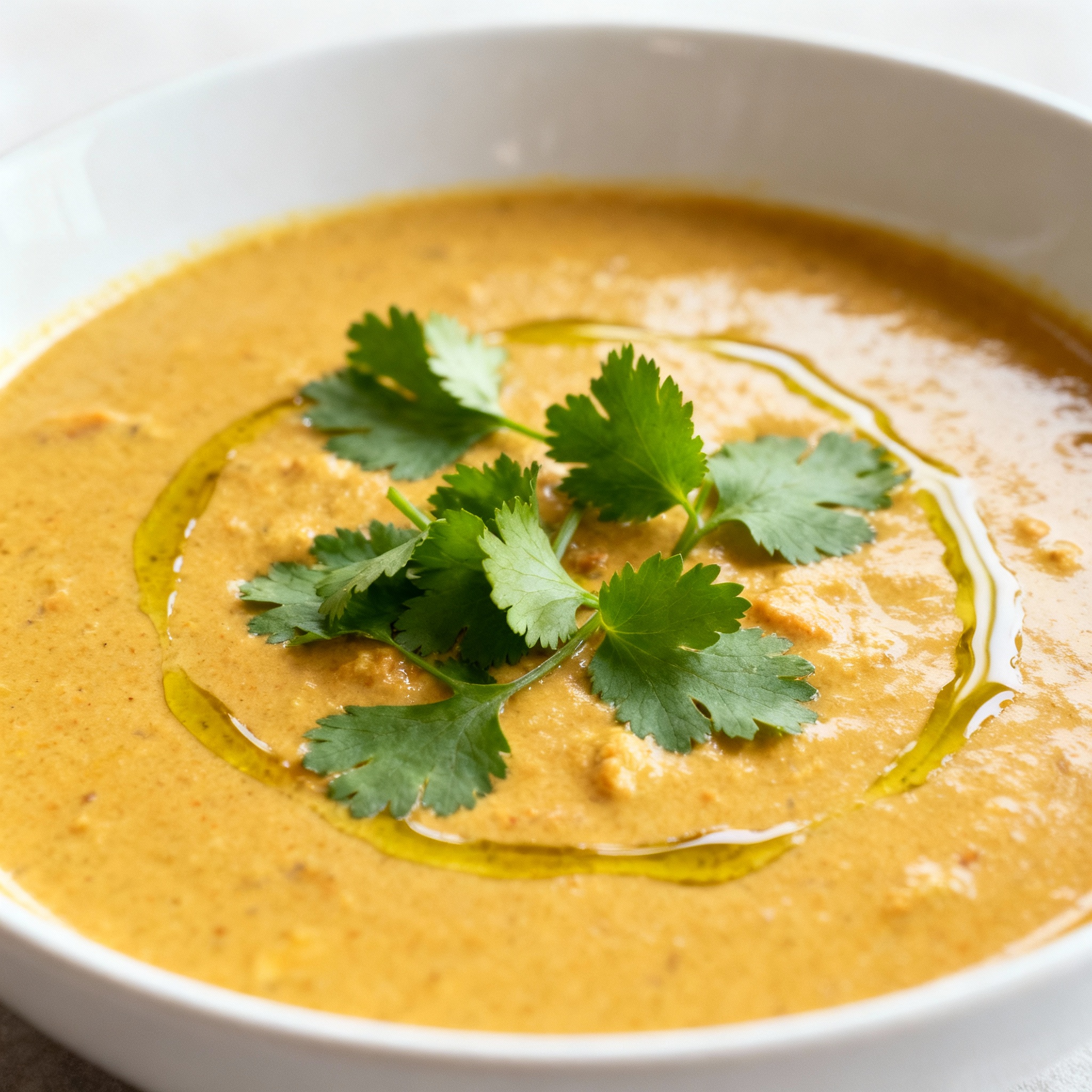 Sopa cremosa de coco y curry