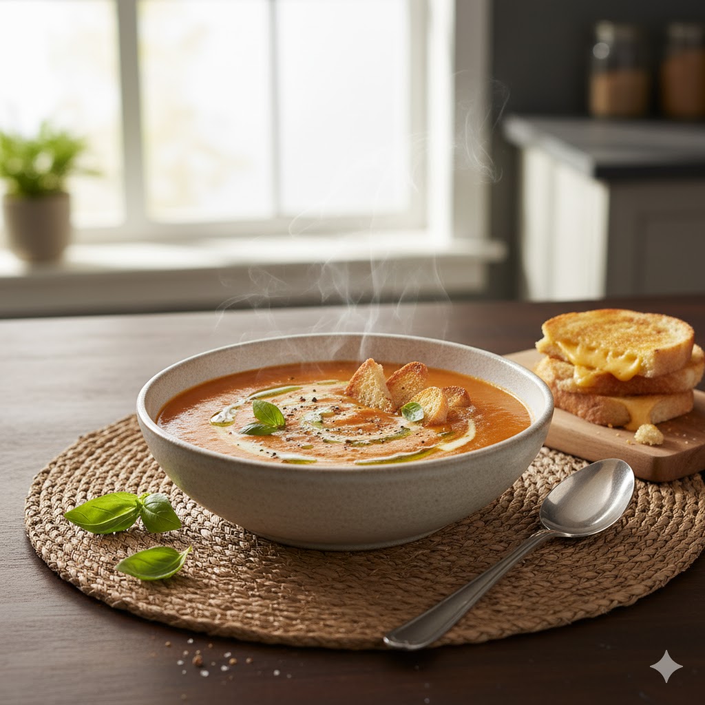 Sopa de tomate casera lista para servir