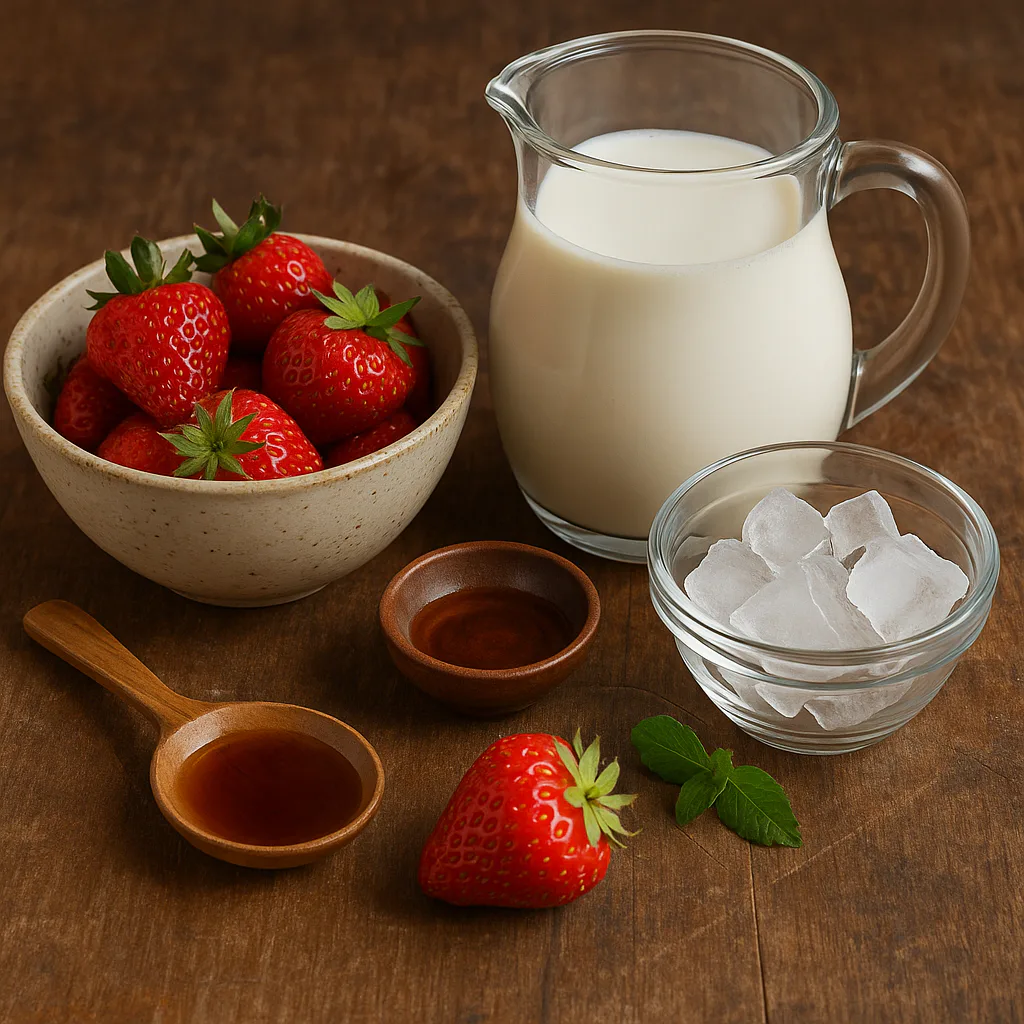 Ingredientes para Batido vegetal de fresas