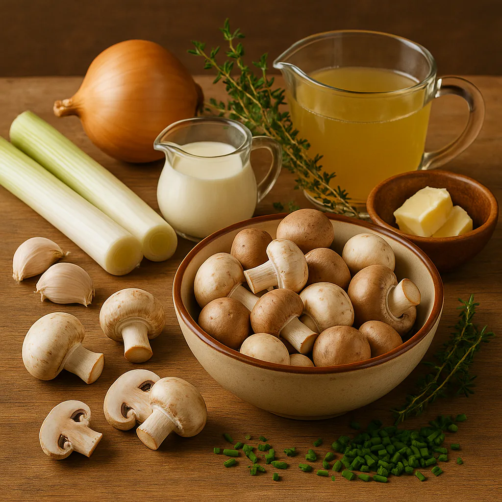 Ingredientes para Crema de champiñones y puerro