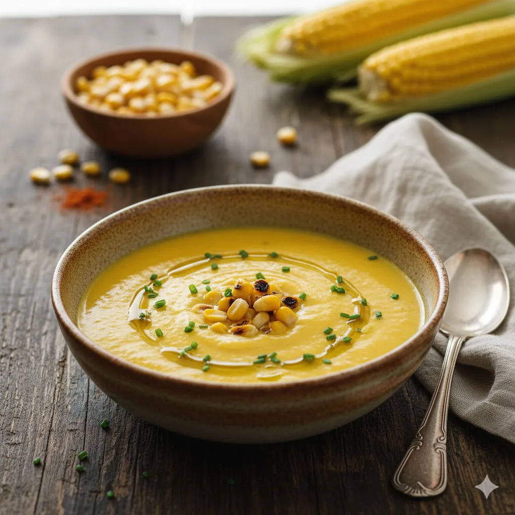 Crema fría de maíz dulce listo para servir