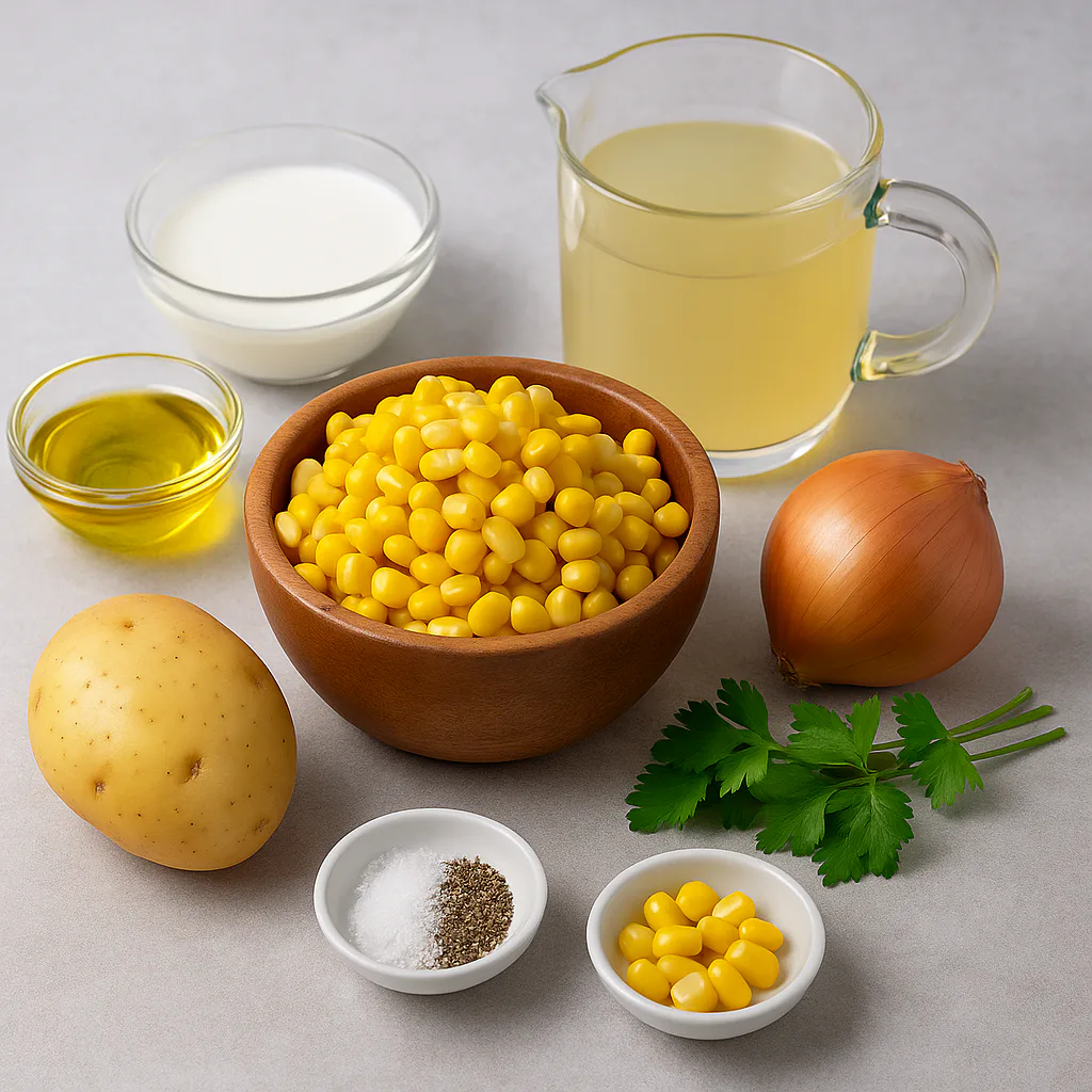 Ingredientes para Crema fría de maíz dulce