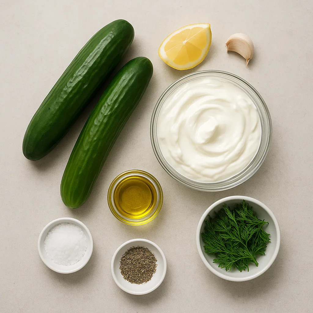 Ingredientes para Crema fría de pepino y yogur