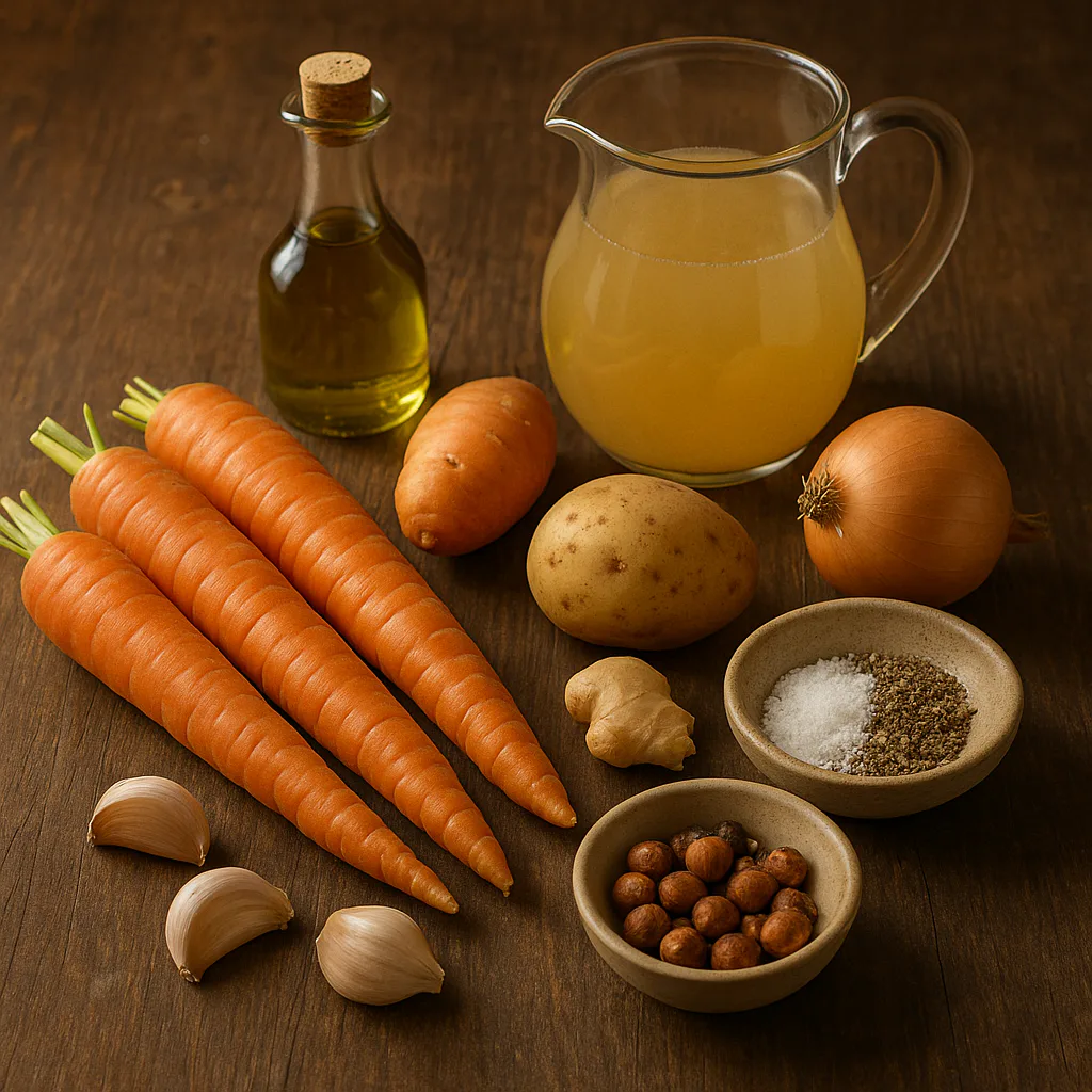 Ingredientes para Crema de zanahoria y jengibre