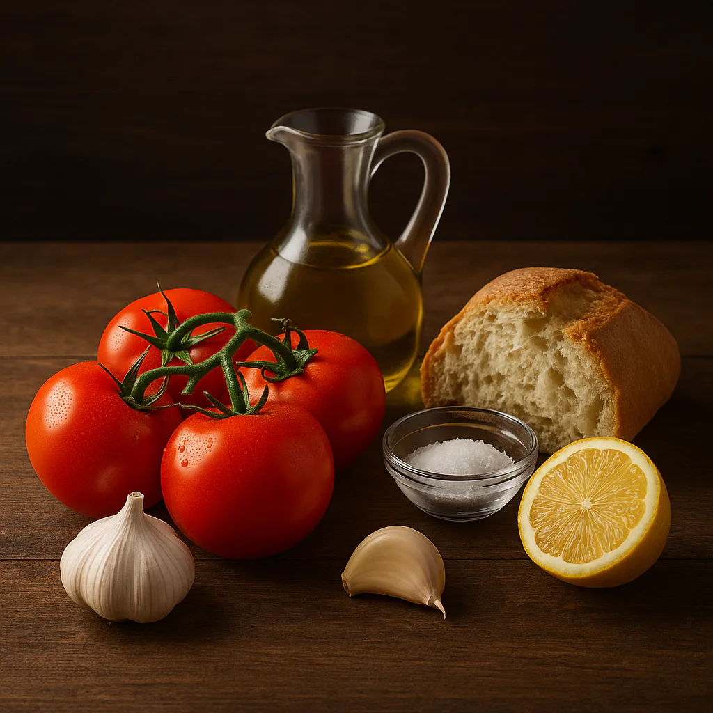 Ingredientes para Salmorejo cordobés vegetariano