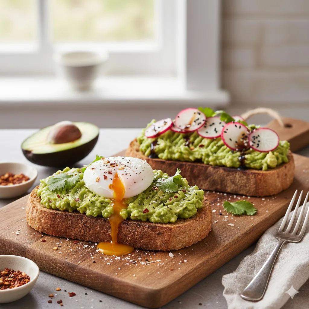 Tostadas de aguacate listo para servir