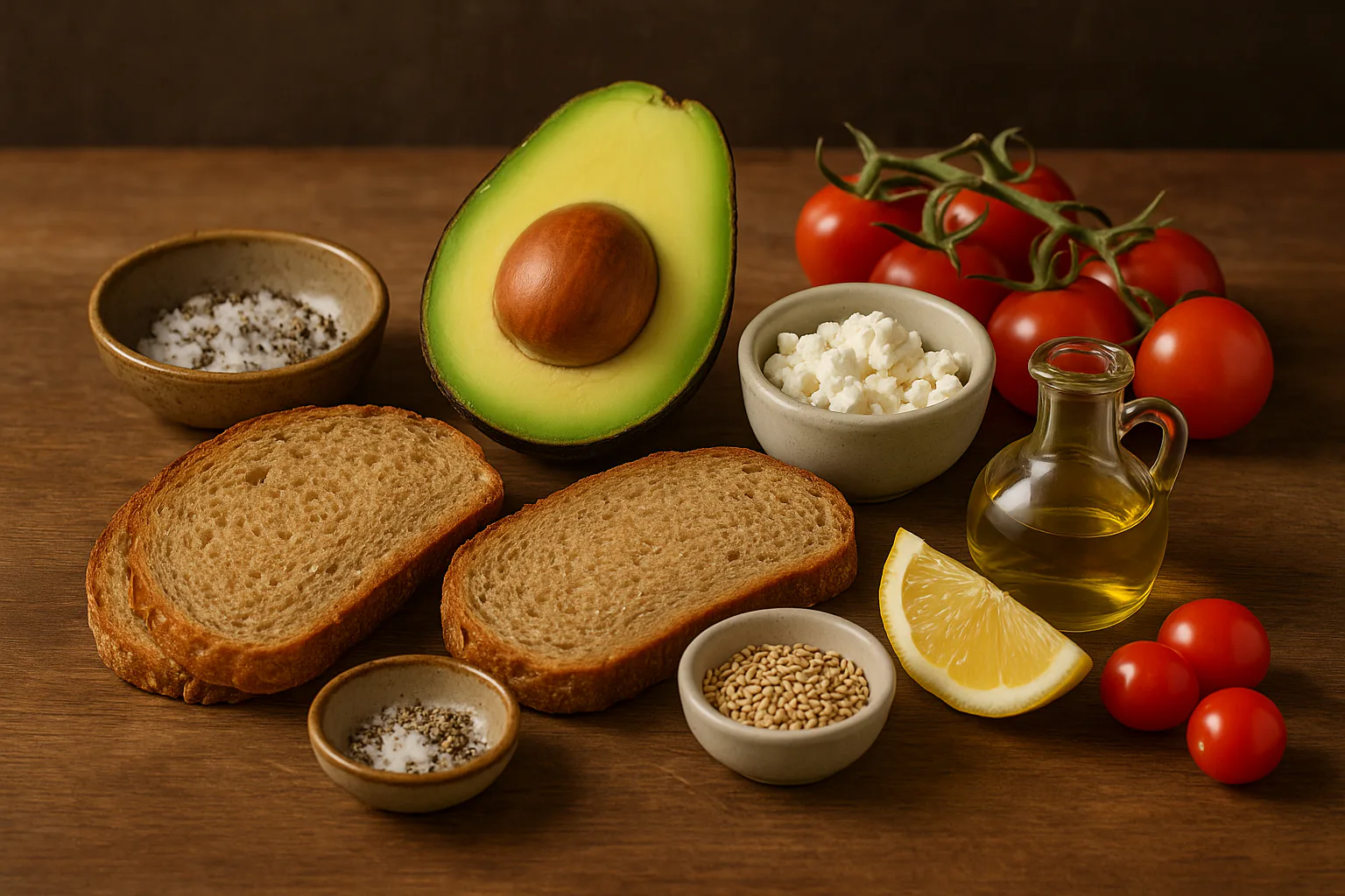 Ingredientes para Tostadas de aguacate